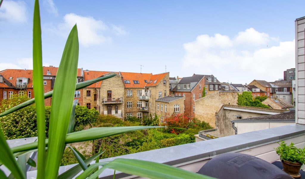 udsigt fra tagterrasse i Aarhus