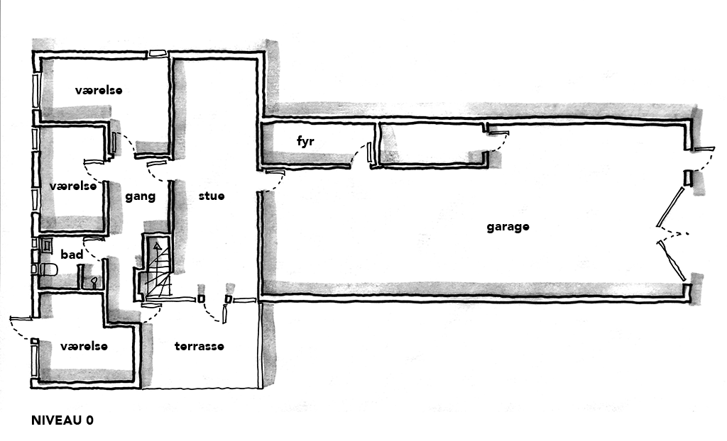 håndskitse, håndtegnet plan, arkitekttegning