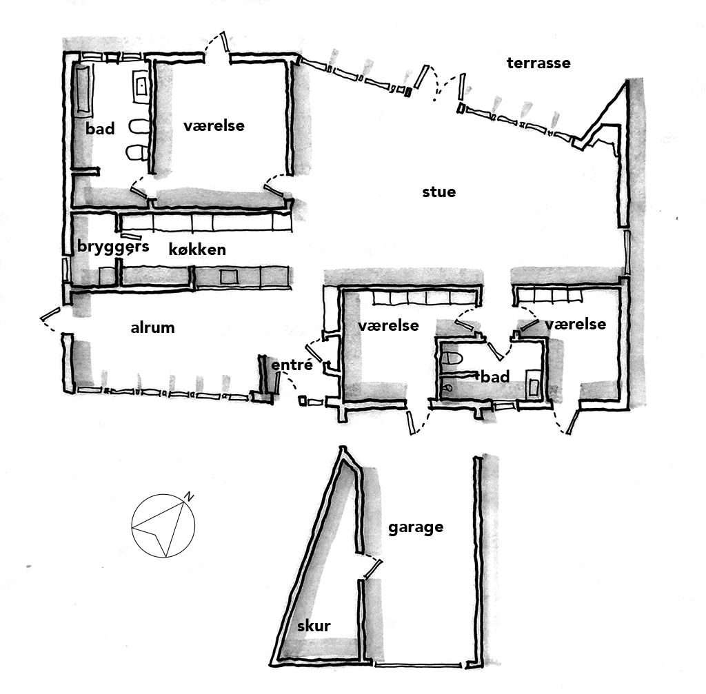 Arkitekt skitse, arkitektplan, håndtegning