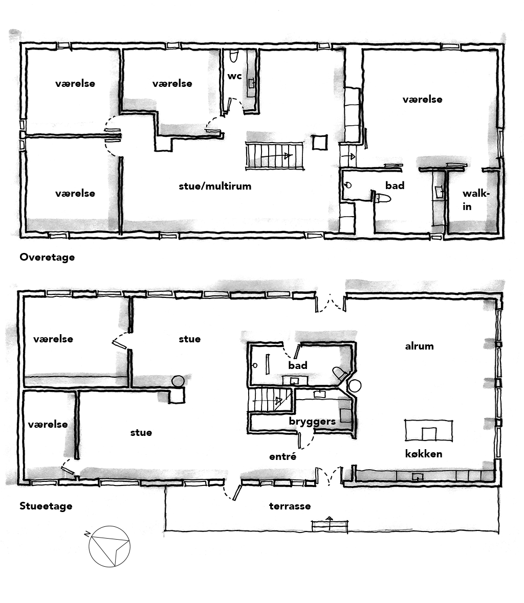 Planskitse, arkitekttegning, håndskitse