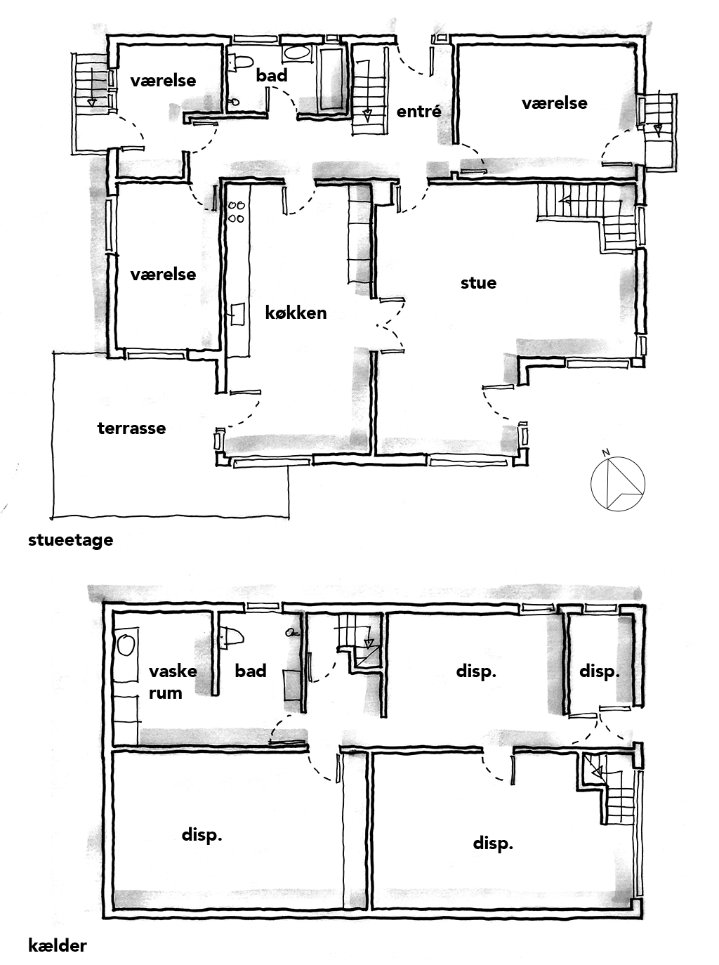 arkitekttegning, planskitse, håndskitse