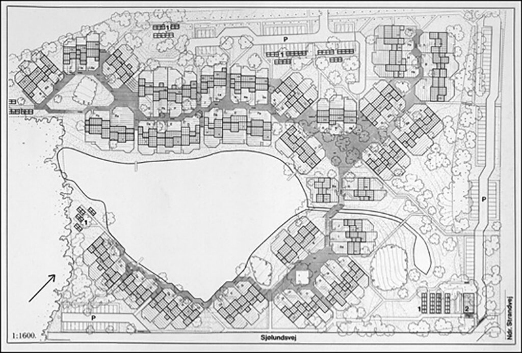 Sjølundsparken Hellebæk, Arkitekt Boje Lundgaard, situationsplan