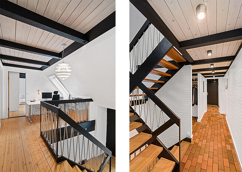Sortmalede trækonstruktioner. Arkitekttegnet hus i Gadevang ved Gribskov, Hillerød