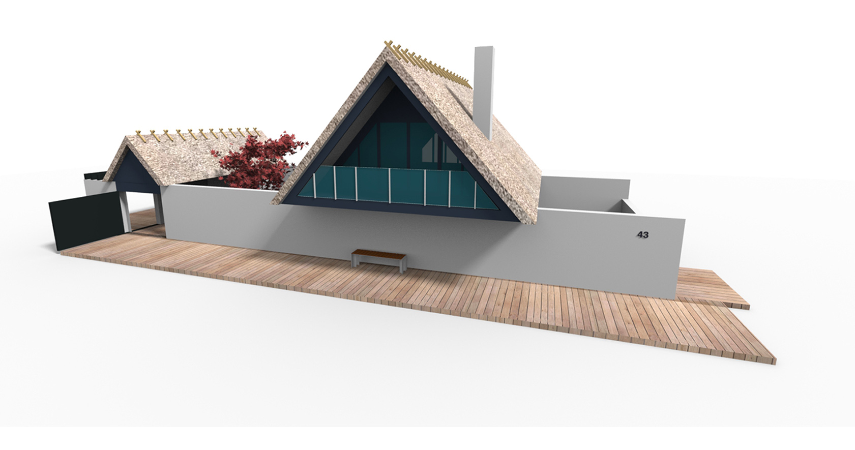 Visualisering af fritidshus, arkitekttegnet