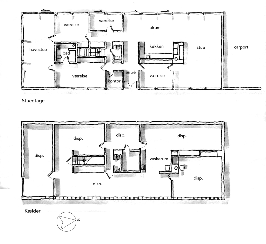 Planskitse, arkitekttegnet plan, Håndtegnet plantegning