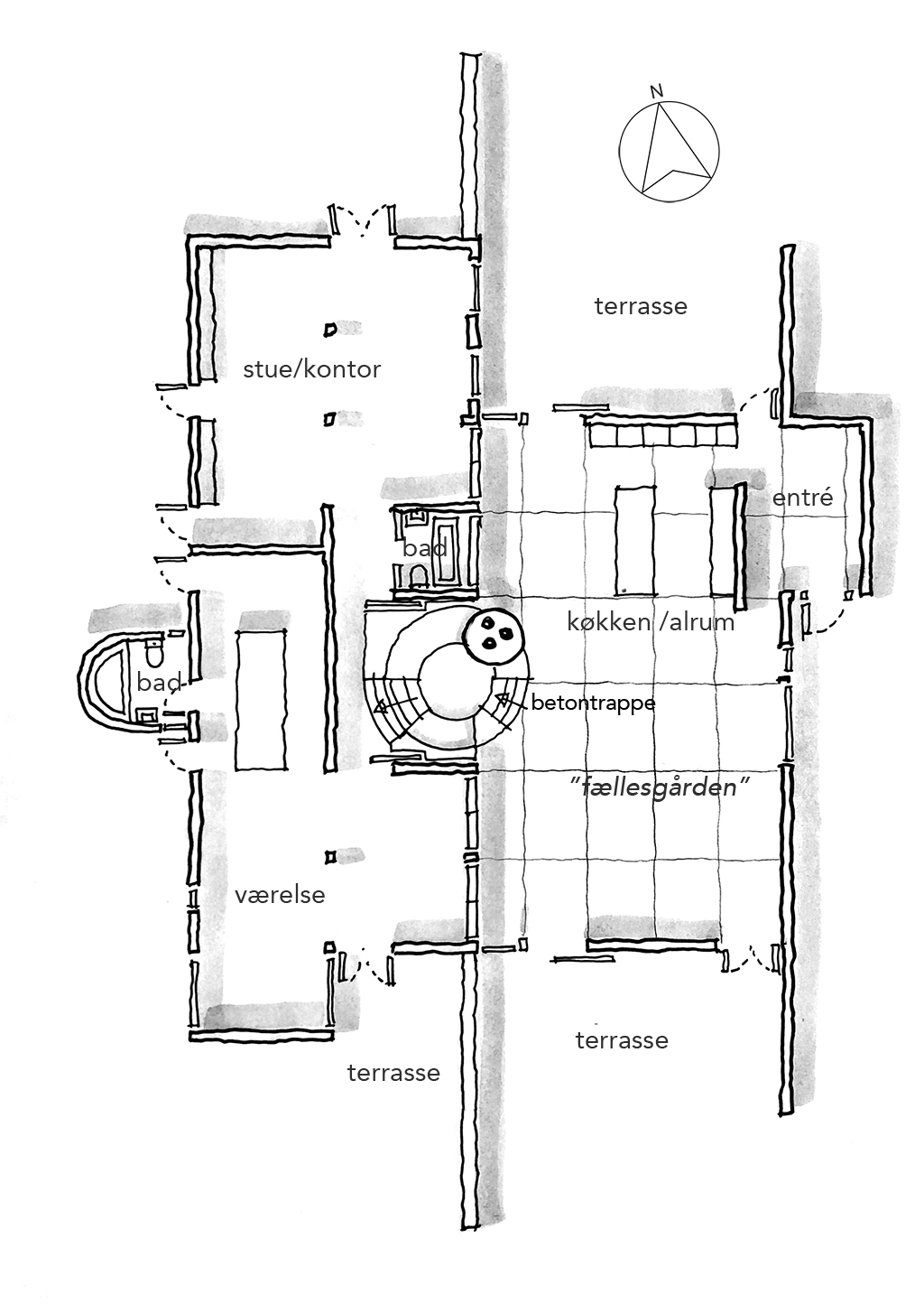 Planskitse, arkitekttegning, Arkitekt Svend Wichmann villa plan