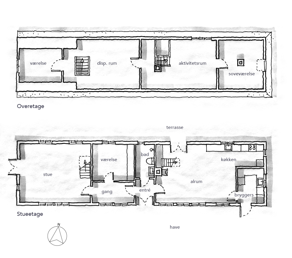 arkitekttegning, planskitse, håndtegnet plan,