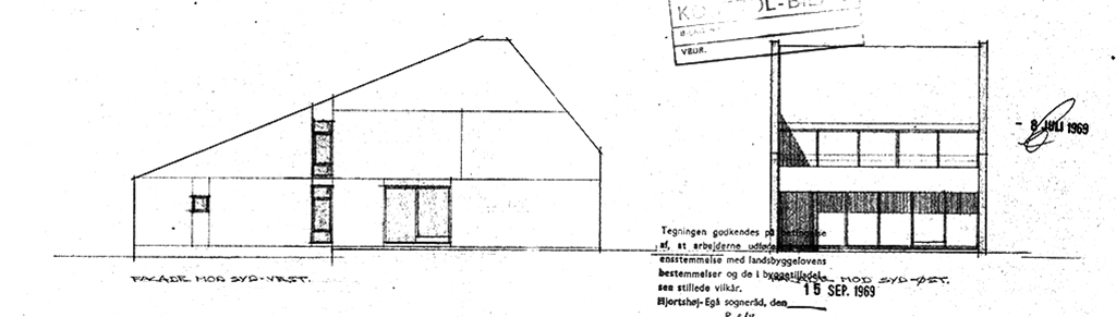 Mads Møllers eget hus, facadetegning. Arkitekttegnede mesterværker