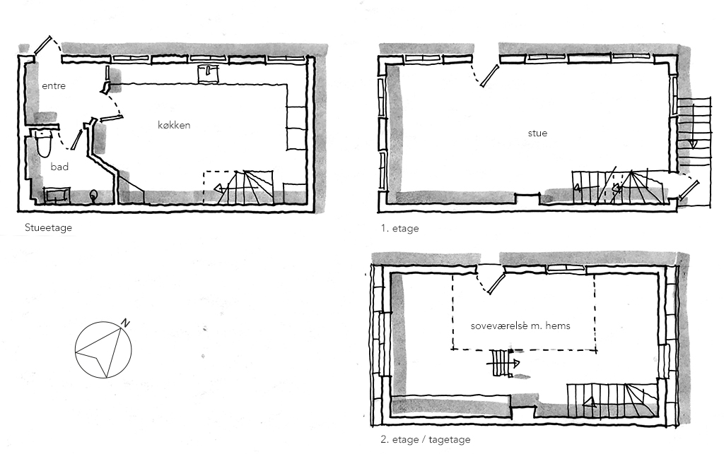 Planskitse, arkitekttegning, håndtegnet plan