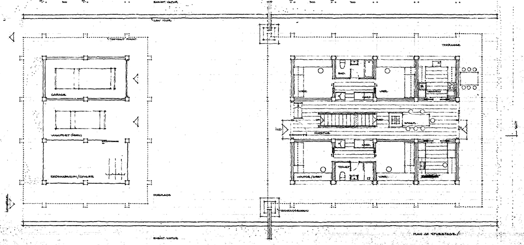 Arkitekttegning, plantegning, 70er hus