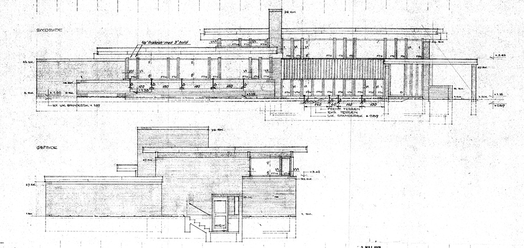 Bertel Udsen arkitekt, facadetegning 1968. Arkitekttegnet