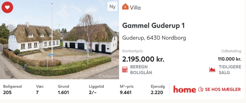 Stråtækt hus til salg. Ydylisk hus til salg