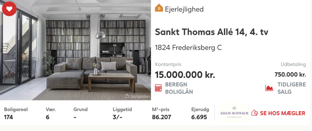 Tim Christensen lejlighed til salg
