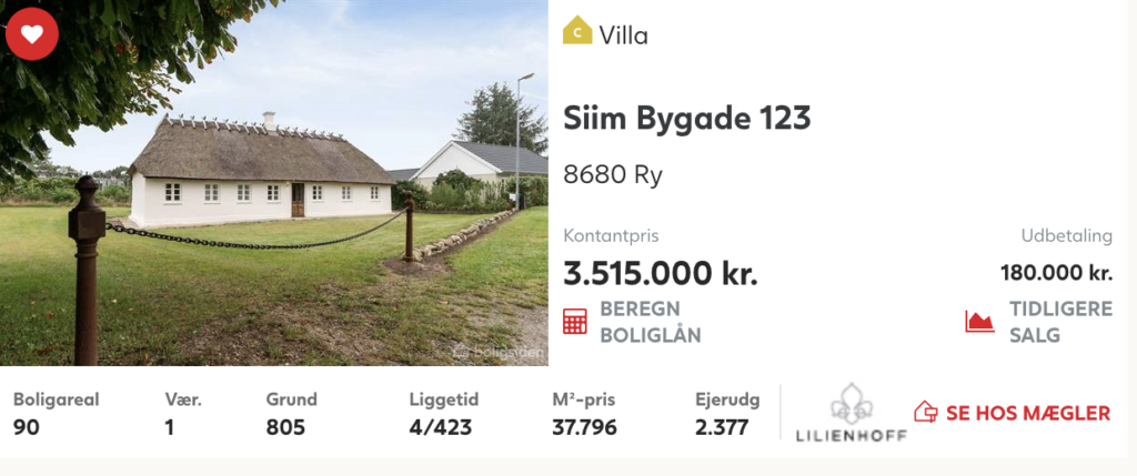 Unik villa i Ry til salg