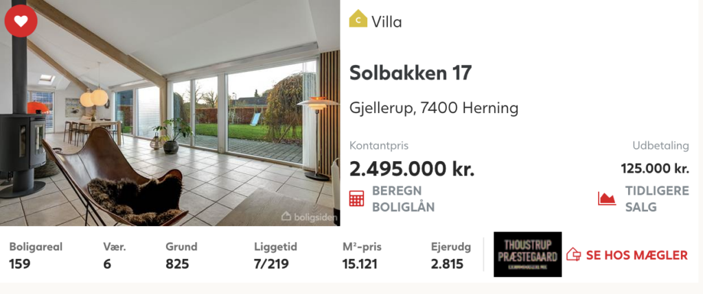 Arkitekttegnet hus i Herning til salg