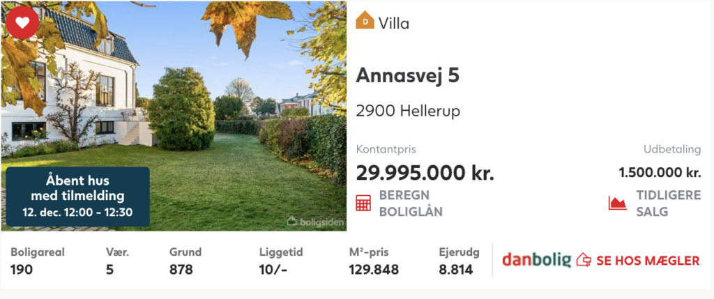 Patricer villa til salg i Hellerup
