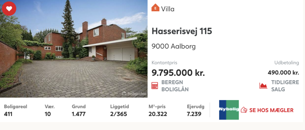 Arkitekttegnet funkisvilla til salg i Aalborg