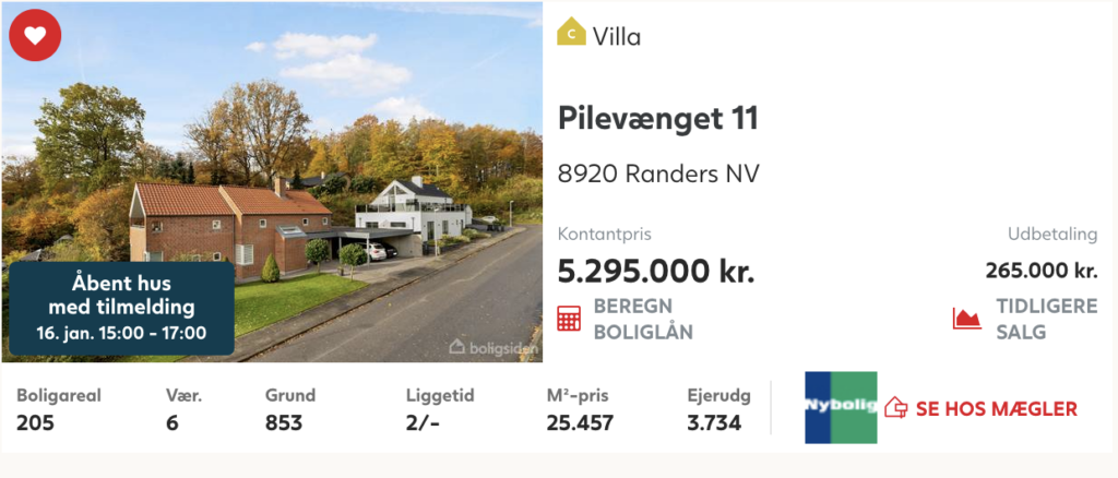 Arkitekttegnet villa i Randers til salg