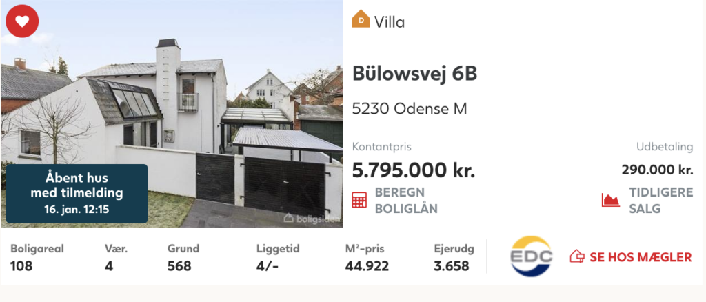 Funkis villa i Odense til salg, 