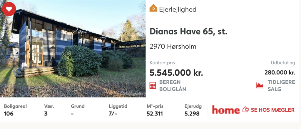 Arkitekttegnet lejlighed til salg, Dianas Have, Vandkunsten arkitekter