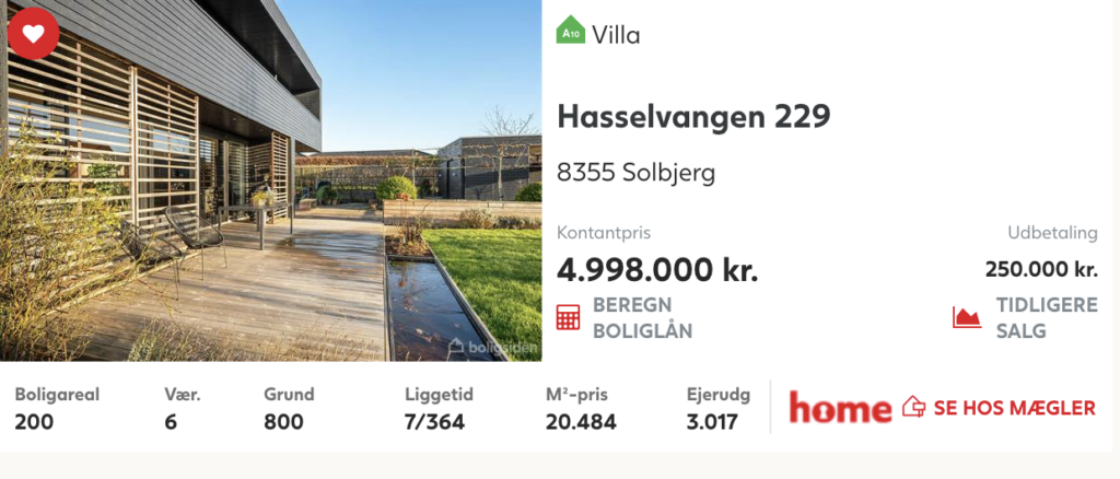 Arkitekttegnet villa til salg i Solbjerg ved Aarhus
