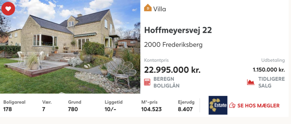 Moderniseret funkis villa til salg på Frederiskberg. Arkitekttegnet villa til salg på Frederiksberg