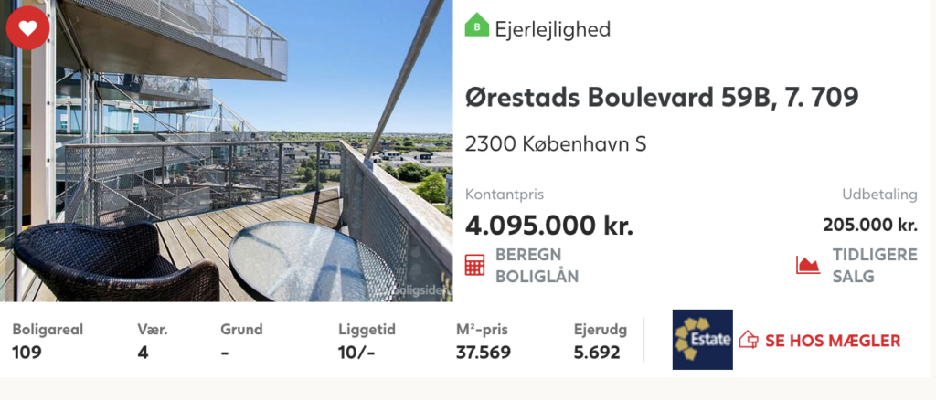 BIG lejlighed i Ørestad til salg, arkitekttegnet lejlighed til salg i København