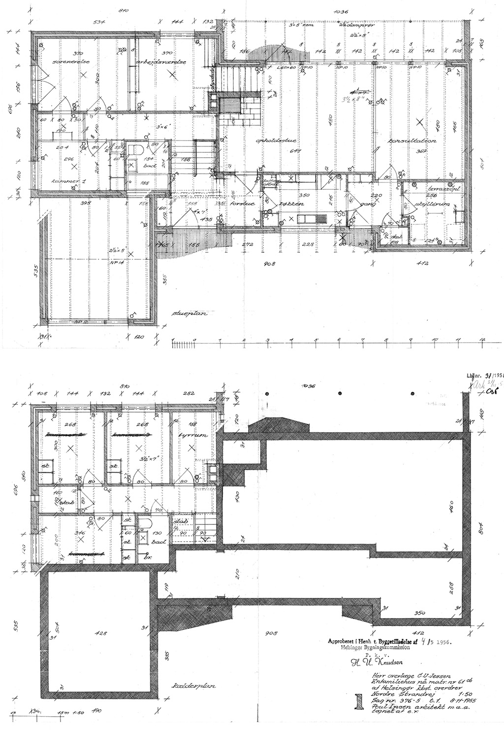 Arkitekt Poul Ipsen, Tegninger af Nordre Strandvej 59G, mesterværker fra 1950erne, arkitekttegnet 50er hus til salg