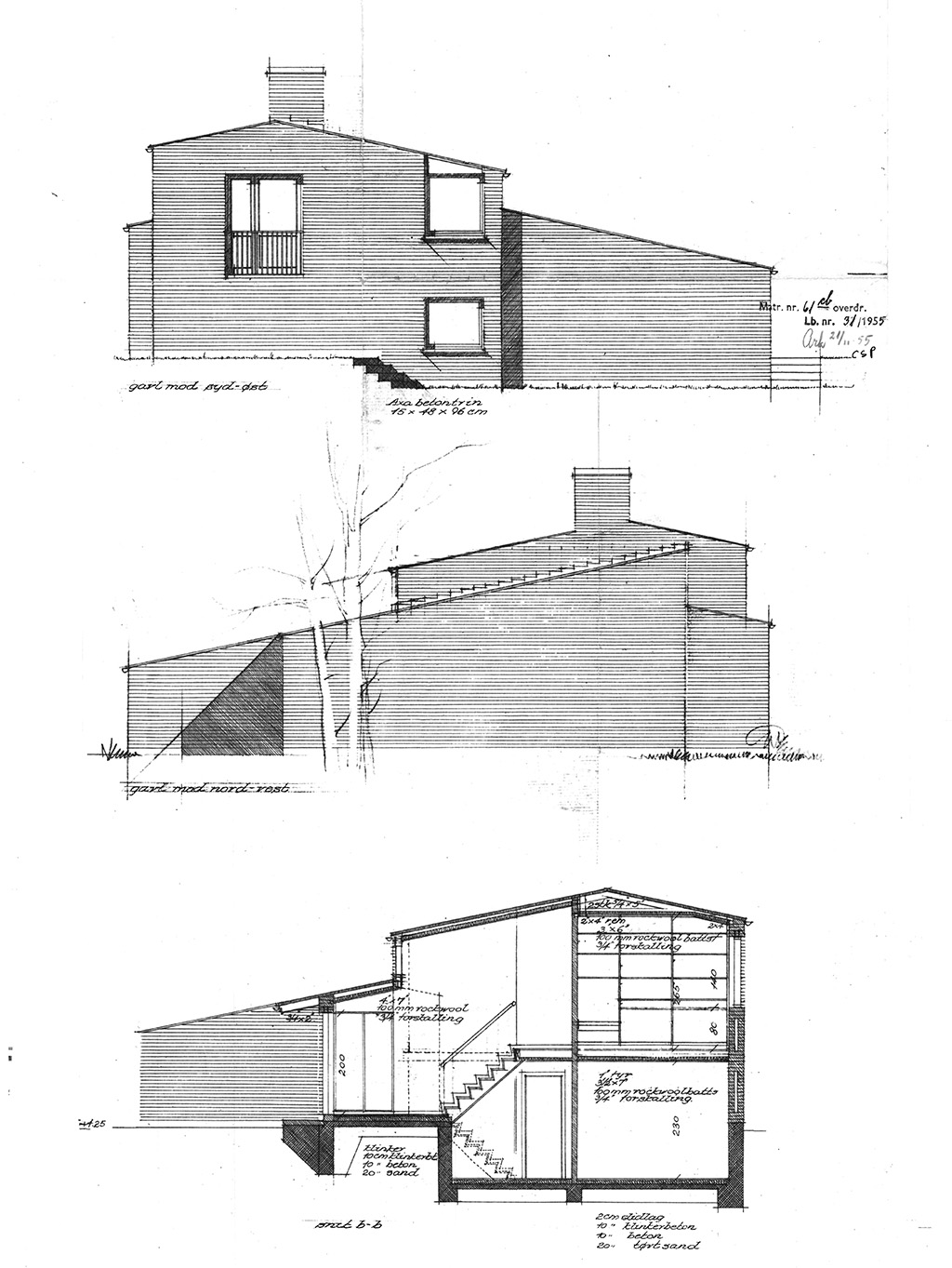 Arkitekt Poul Ipsen, Tegninger af Nordre Strandvej 59G, mesterværker fra 1950erne, arkitekttegnet 50er hus til salg