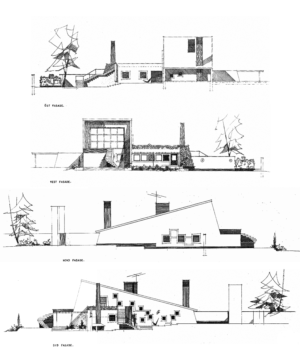 Arkitekt Max Louws eget hus, Mesterværker i dansk arkitektur, facadetegninger, 60er arkitektur