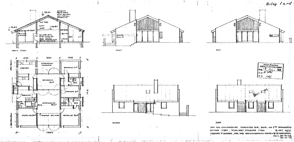 Arkitekt Jørgen P Hansen. Arkitekttegnet villa, arkitekt tegning