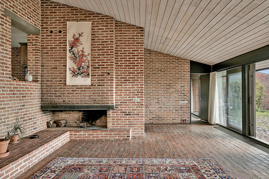 Muret pejs, Friis og Moltke villa, 60er arkitektur,
