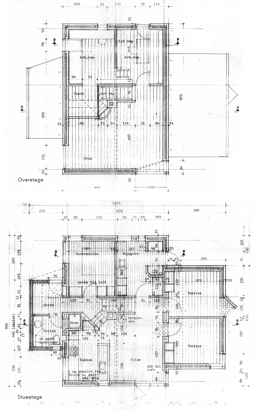 arkitekt Hans Chr. Caspersen, arkitekttegninger, arkitekttegnet villa, tegninger